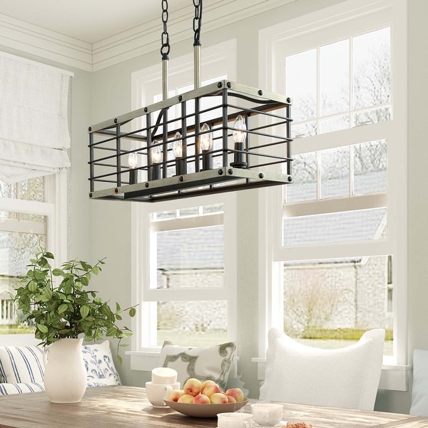 Rustic Chandelier 5-lights Kitchen Island Lighting For Dining Room ...